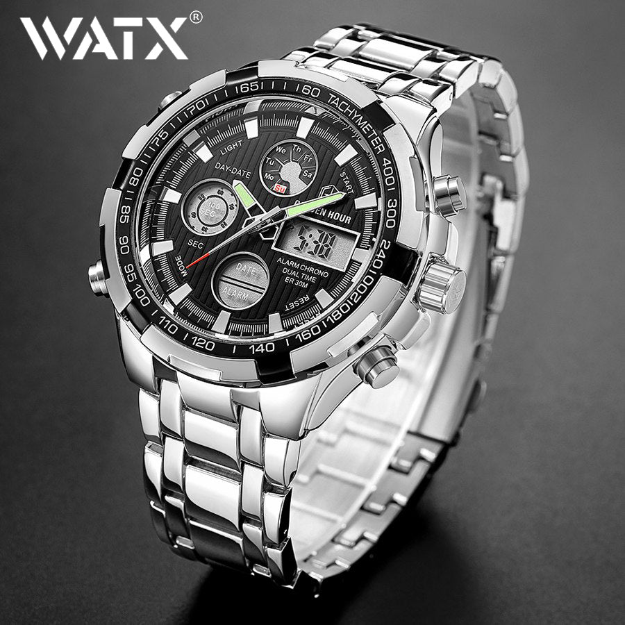 Waterproof Military Sport Watches  Silver Steel Number 19