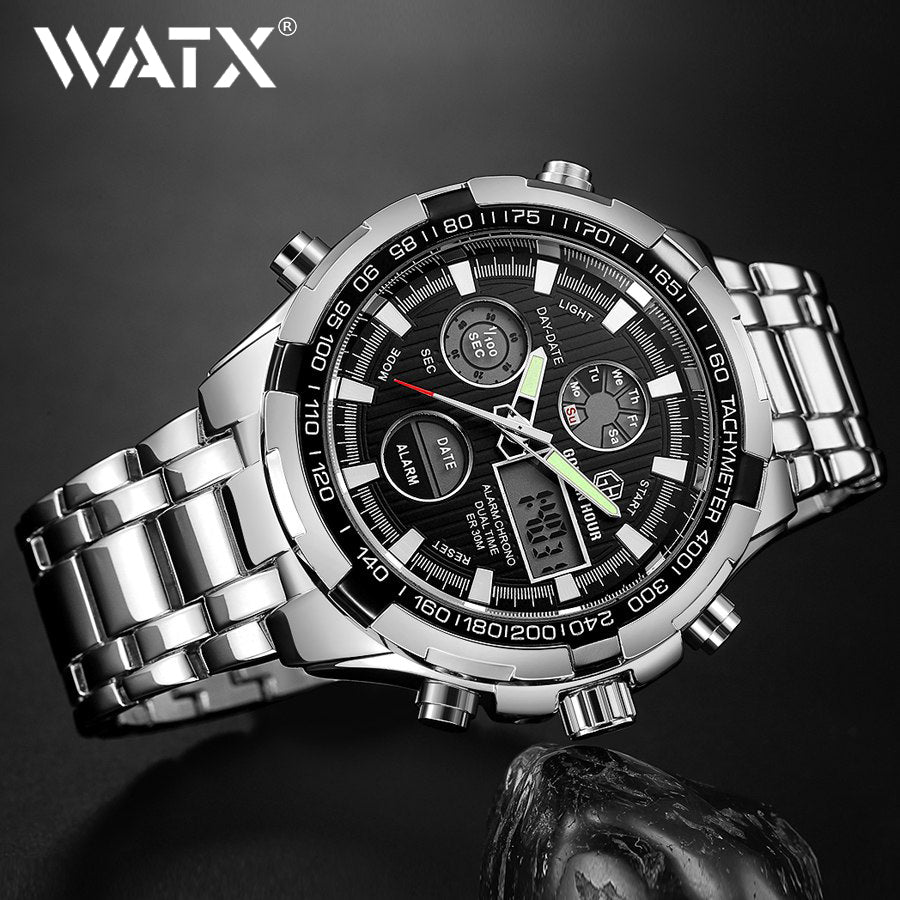 Waterproof Military Sport Watches  Silver Steel Number 19
