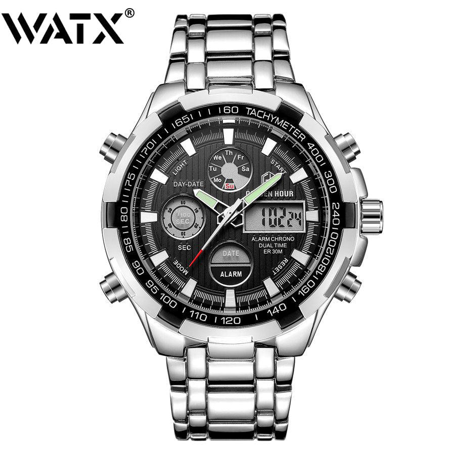 Waterproof Military Sport Watches  Silver Steel Number 19