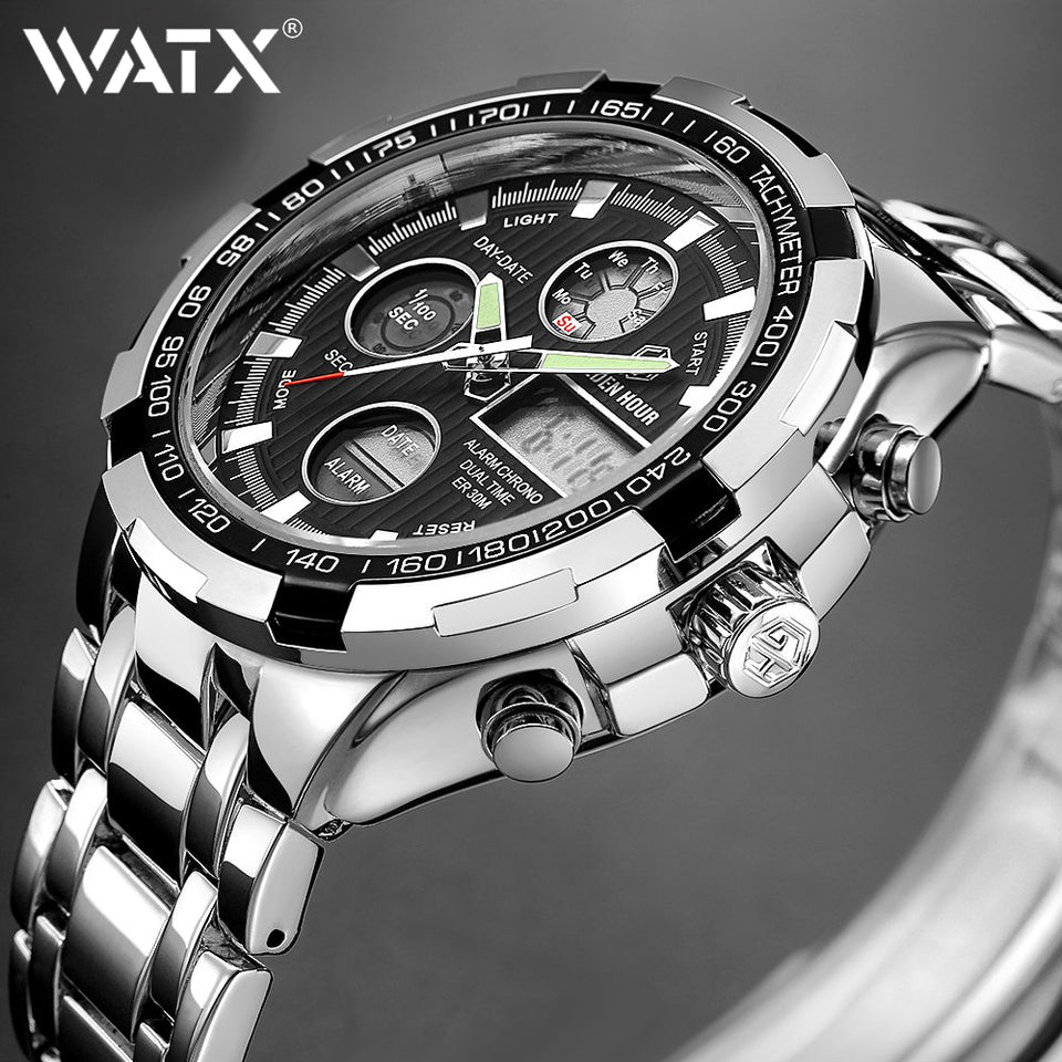 Waterproof Military Sport Watches  Silver Steel Number 19