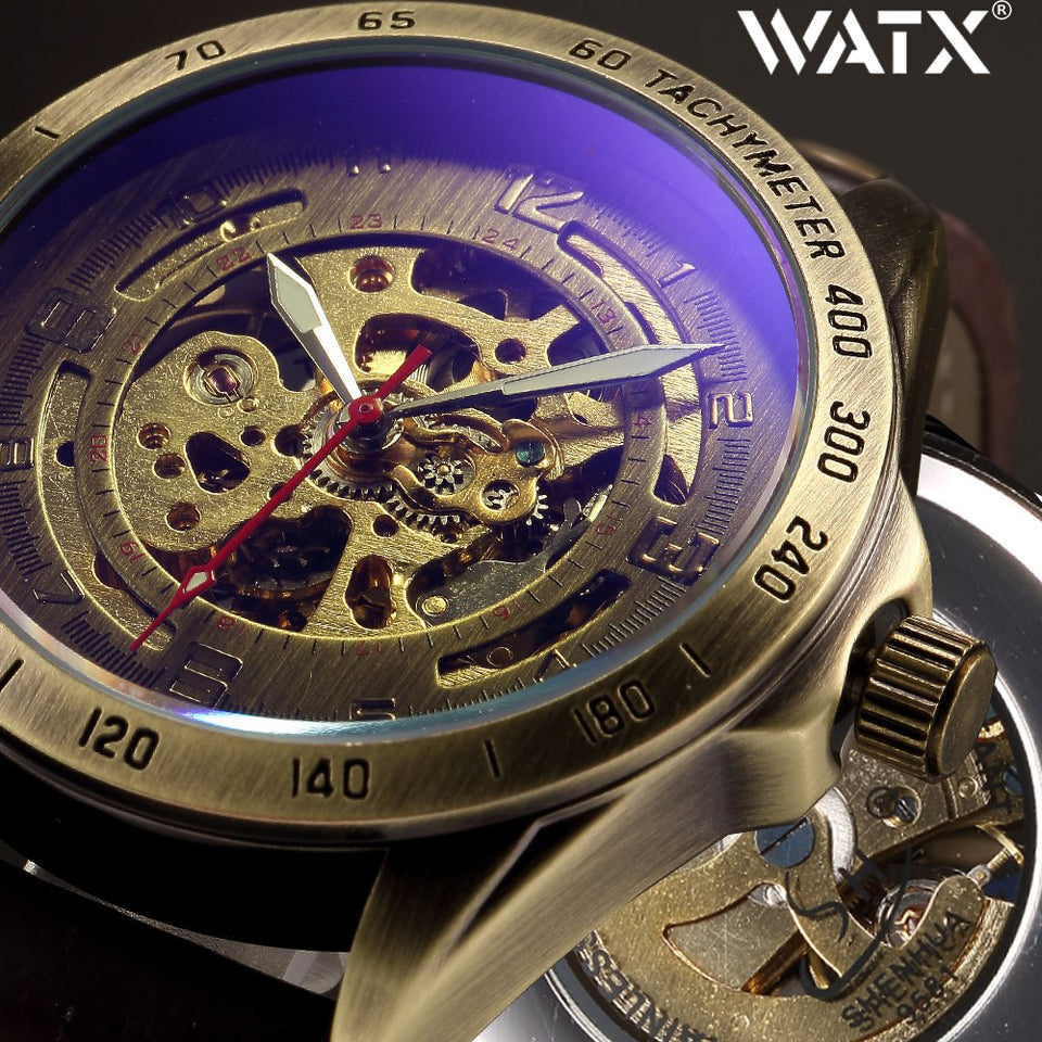 Mechanical Mens Wrist Watches Automatic Skeleton Number 35