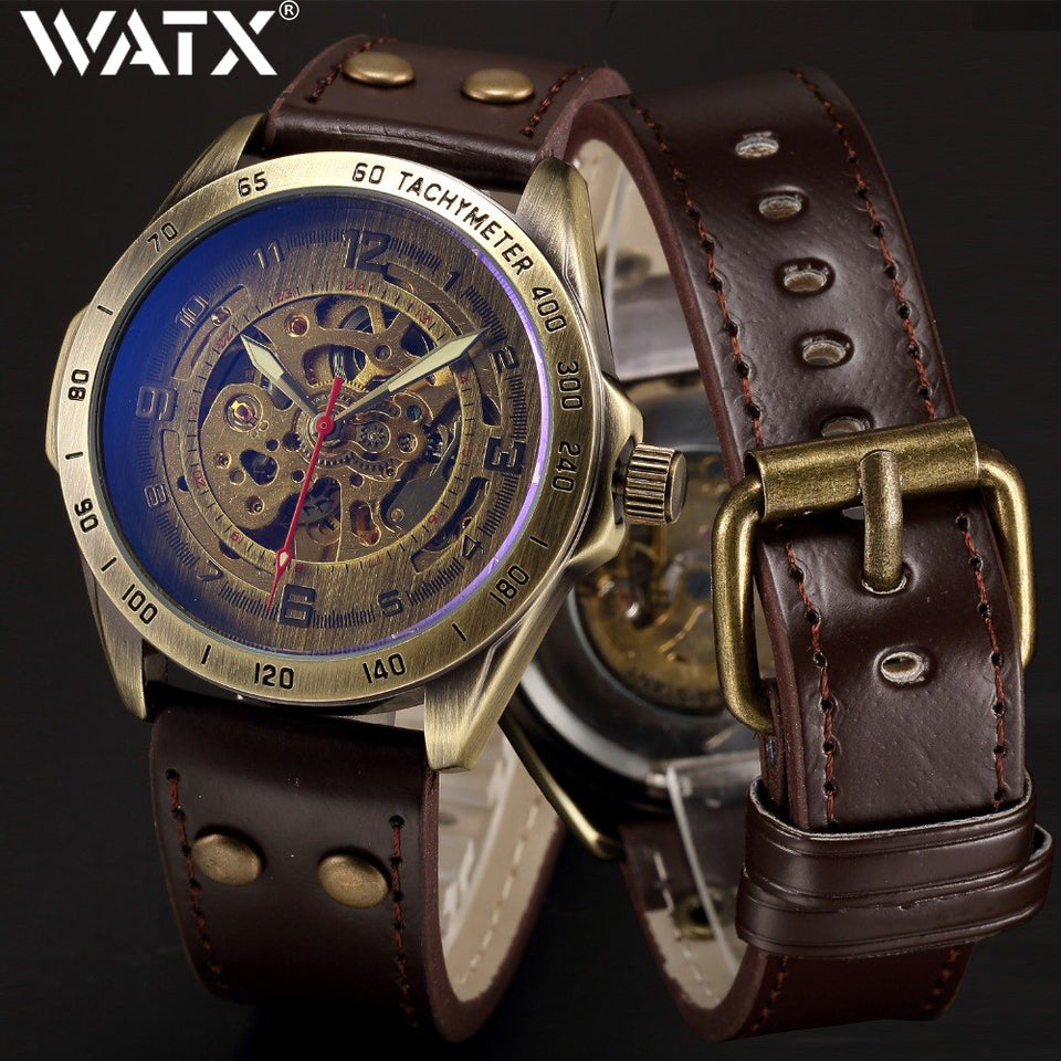 Mechanical Mens Wrist Watches Automatic Skeleton Number 35