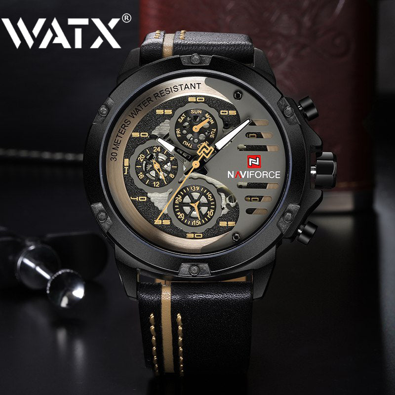 Mens Watches Leather Wrist Waterproof Number 36