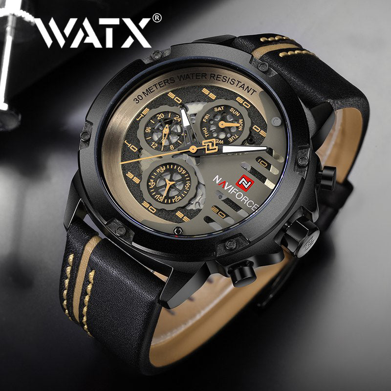 Mens Watches Leather Wrist Waterproof Number 36