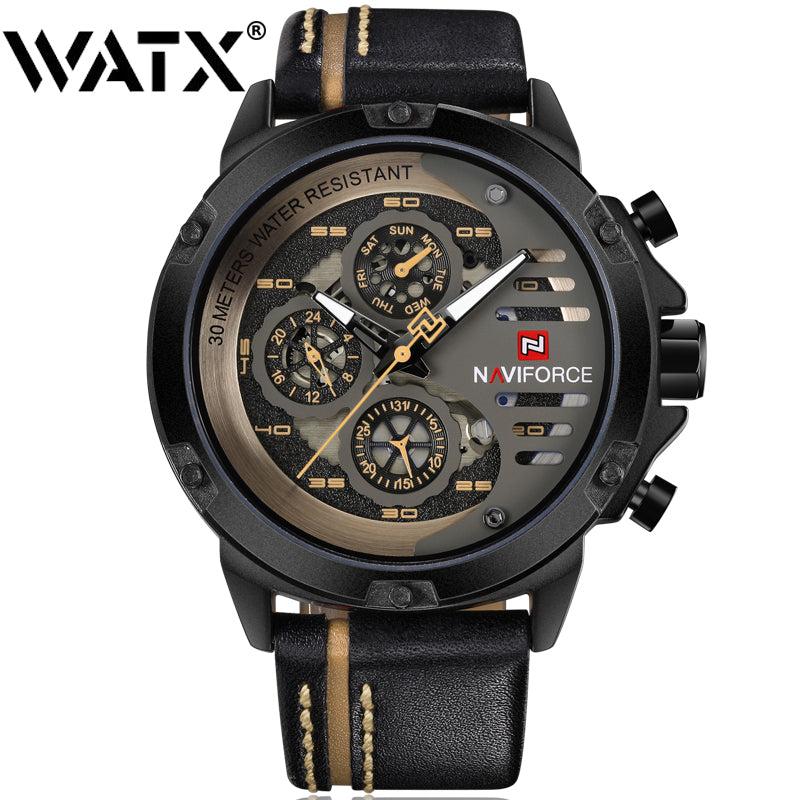 Mens Watches Leather Wrist Waterproof Number 36