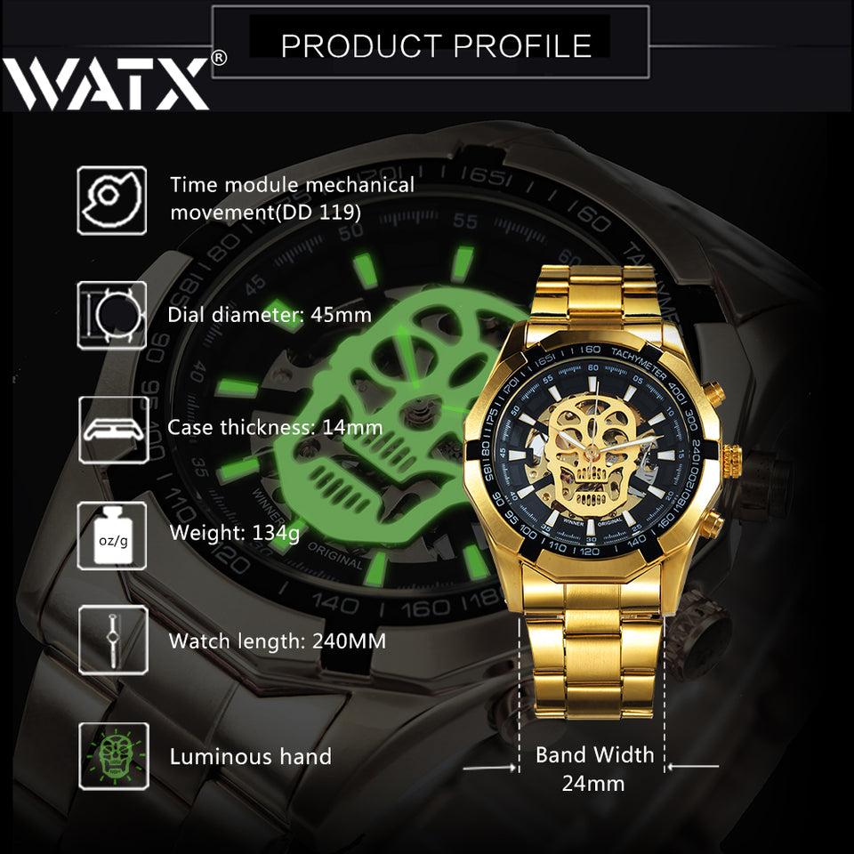 Watch Skull Golden Stainless Steel Number 15